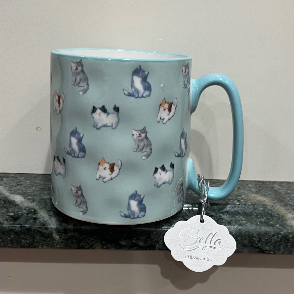 Strawberry Street Bella Cat Pattern Ceramic Mug
